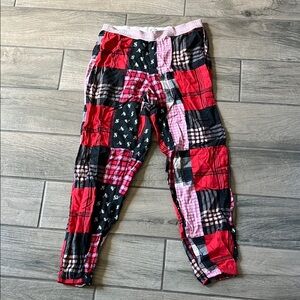 PINK Victoria's Secret Red and Black Pajama Bottoms Patchwork Design